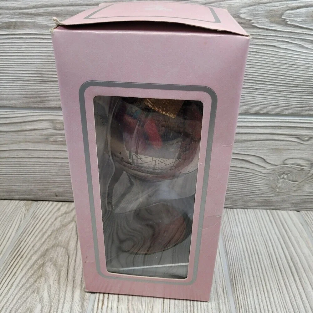 Barbie Christmas Ornament Pink Holiday Decoupage Stand Doll Red Ribbon‎ Dress 97